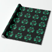 Emerald Green Sparkle Kleeblatt Black Monogram Geschenkpapier (Ungerollt)