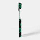 Emerald Green Sparkle Kleeblatt Black Monogram iPhone Hülle (Linke Seite)