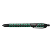 Emerald Green Sparkle Kleeblatt Black Monogram Kugelschreiber (Unterseite)