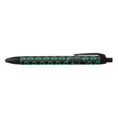 Emerald Green Sparkle Kleeblatt Black Monogram Kugelschreiber (Oberseite)