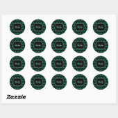 Emerald Green Sparkle Kleeblatt Black Monogram Runder Aufkleber (Blatt)