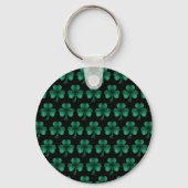 Emerald Green Sparkle Kleeblatt Black Monogram Schlüsselanhänger (Rückseite)