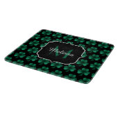Emerald Green Sparkle Kleeblatt Black Monogram Schneidebrett (Ecke)