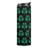 Emerald Green Sparkle Kleeblatt Black Monogram Thermosbecher (Nach links gedreht)