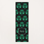 Emerald Green Sparkle Kleeblatt Black Monogram Yogamatte (Vorderseite)