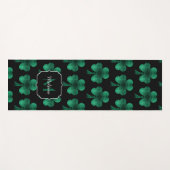 Emerald Green Sparkle Kleeblatt Black Monogram Yogamatte (Vorderseite (Horizontal))