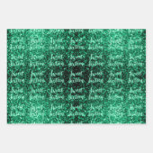 Emerald Green sparkles Sweet 16 script pattern Geschenkpapier Set (Vorderseite 3)