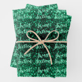 Emerald Green sparkles Sweet 16 script pattern Geschenkpapier Set (Beispiel)