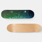 Emerald Green Sparkone Glitzer Personalisiert Skateboard (Horizontal)