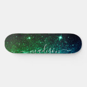 Emerald Green Sparkone Glitzer Personalisiert Skateboard (Horizontal)