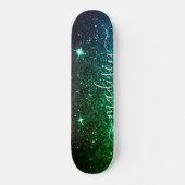 Emerald Green Sparkone Glitzer Personalisiert Skateboard (Vorderseite)