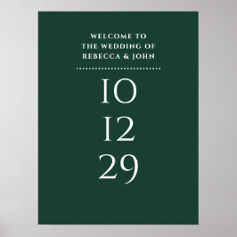 Emerald Green Special Date Wedding Welcome Sign Poster