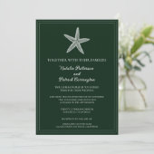 Emerald Green Starfish Einladung zur Hochzeit (Stehend Vorderseite)