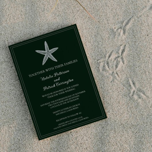 Emerald Green Starfish Einladung zur Hochzeit