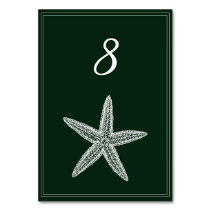 Emerald Green Starfish Tischnummer Card