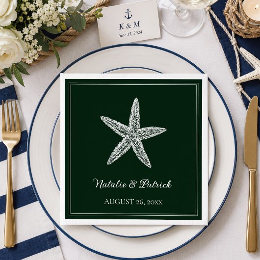 Emerald Green Starfish Wedding Serviette