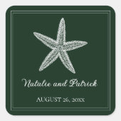 Emerald Green Starfish Wedding Stickers (Vorderseite)