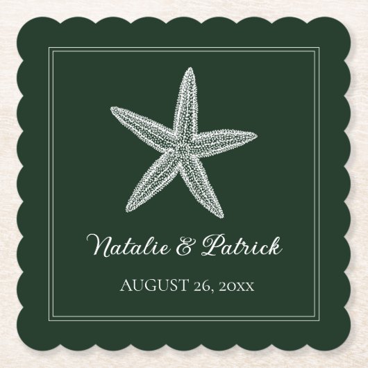 Emerald Green Starfish Wedding Untersetzer (Vorderseite)