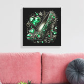 Emerald Green Stiletto High Heels with Hearts Leinwanddruck (Insitu (Wohnzimmer))