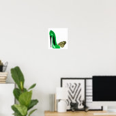 Emerald Green Stiletto und Butterfly Art Poster (Heimbüro)