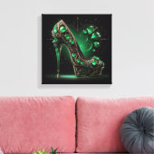 Emerald Green Stilettos und Diamond Shaped Hearts Leinwanddruck (Insitu (Wohnzimmer))