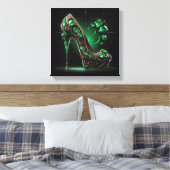 Emerald Green Stilettos und Diamond Shaped Hearts Leinwanddruck (Insitu (Schlafzimmer))