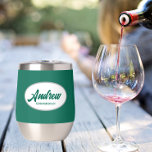 Emerald Green stilisiert Wedding Trauzeuge Name<br><div class="desc">Gönnen Sie Ihrem Hochzeitsreisenden einen Trauzeuge mit diesem personalisierten Edelstahl-Edelstahlwascher,  der in einem weißen,  ovalen Design in einem stilisierten Drehbuch seinen Namen trägt. Hintergrundfarbe und Skript ist ein Smaragdgrün. Ideal auch für eine Junggeselle! Personalisieren Sie Ihren Weinwäscher,  indem Sie den Namen mit dem gewünschten Namen bearbeiten und ersetzen.</div>