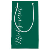 Emerald Green stilisierte Script Wedding Bridesmai Kleine Geschenktüte (Vorderseite)