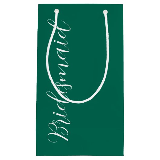 Emerald Green stilisierte Script Wedding Bridesmai Kleine Geschenktüte (Vorderseite)