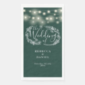 Emerald Green String Lights Floral Wedding Serviette (Vorderseite)