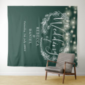 Emerald Green String Lights Hochzeitshintergrund Wandteppich (Beispiel (Horizontal))