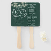 Emerald Green String Lights Hochzeitsprogramm Fächer (Vorne und Hinten)