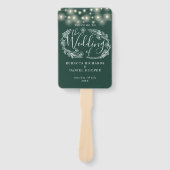 Emerald Green String Lights Hochzeitsprogramm Fächer (Vorderseite)