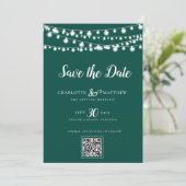 Emerald Green String Lights Modernes Skript Rette Save The Date (Stehend Vorderseite)