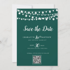 Emerald Green String Lights Modernes Skript Rette  Save The Date