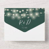 Emerald Green String Lights QR Code Wedding All In One Einladung (Rückseite)