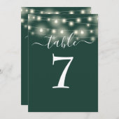 Emerald Green String Lights-Tischnummer Einladung (Vorne/Hinten)