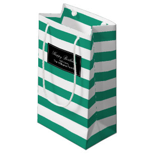 Emerald Green Stripes Muster Personalisiert Kleine Geschenktüte