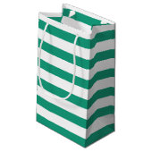 Emerald Green Stripes Muster Personalisiert Kleine Geschenktüte (Rückseite Schrägansicht)