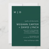 Emerald Green stylish Modern Monogram Wedding Einladung (Vorderseite)