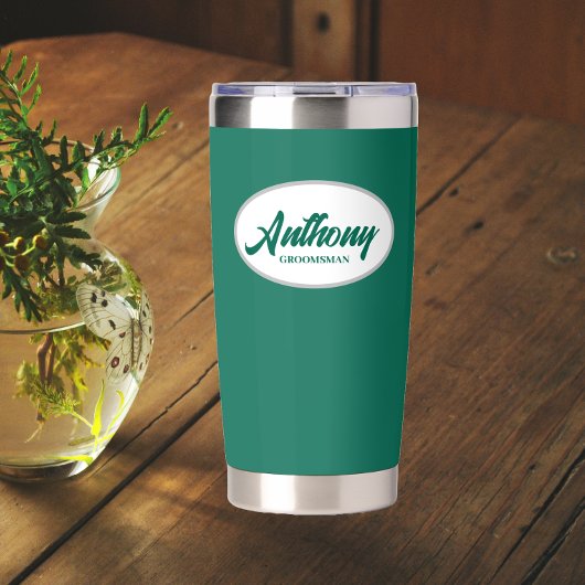 Emerald Green Stylized Wedding Trauzeuge Thermobecher