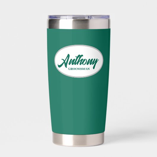 Emerald Green Stylized Wedding Trauzeuge Thermobecher (Vorderseite)