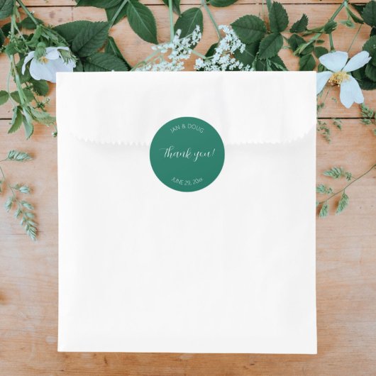 Emerald Green stylized Wedding Vielen Dank Runder Aufkleber