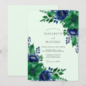 Emerald Green Sublime Botanical Wedding Einladung (Vorne/Hinten)
