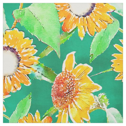 Emerald Green Sunblumen Stoff (Muster)