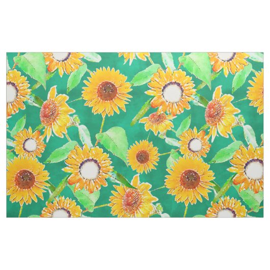 Emerald Green Sunblumen Stoff (Fat Quarter (45,7 x 55,9 cm))