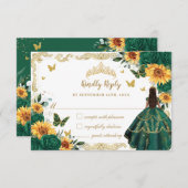 Emerald Green Sunflower Blumenkleider RSVP Karte (Vorne/Hinten)