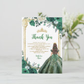 Emerald Green Sweet 16. Crown Danke Karte (Stehend Vorderseite)