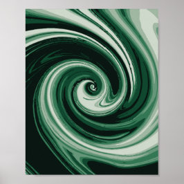 Emerald Green Swirl Abstraction Poster