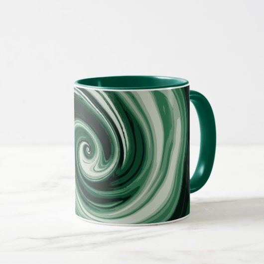 Emerald Green Swirl Abstraction Tasse (VorderseiteRechts)